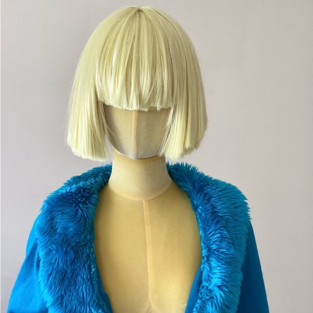 One Step Up Blue 90s Style Fur Cardigan Sweater SZ L - Picture 5 of 5